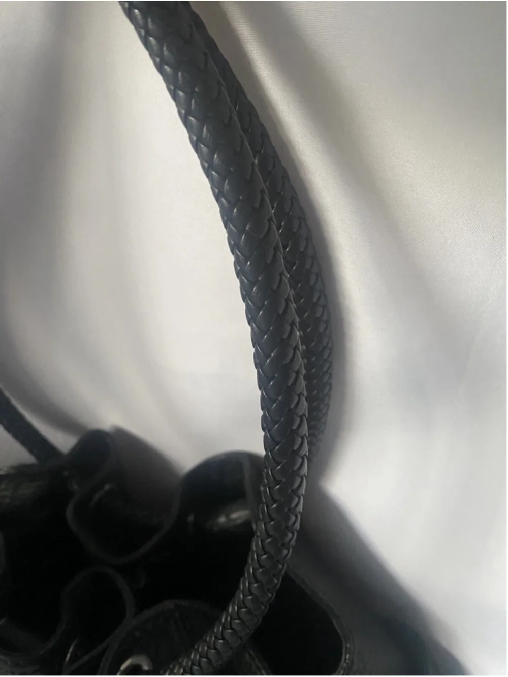 Cole Haan Black Hobo Purse Braided Strap EUC